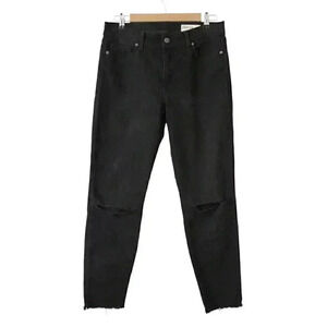 Pistola Jeans Size 29 Black Distressed Denim Raw Hem Ankle Skinny Grunge Punk